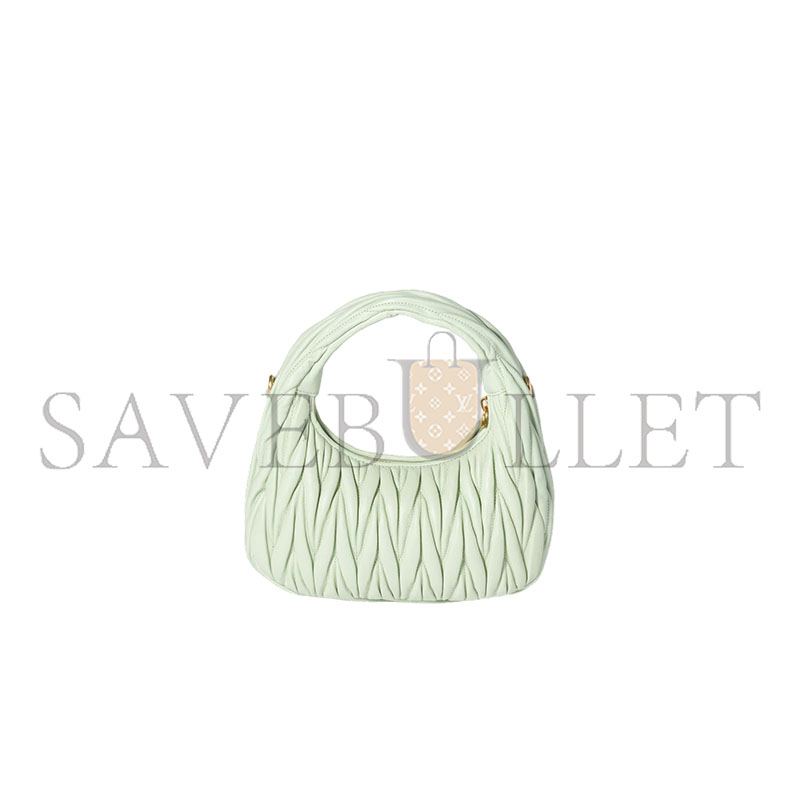 MIU MIU WANDER MATELASSÉ NAPPA LEATHER HALF-MOON HANDBAG 5BC125 (23*13*7cm)